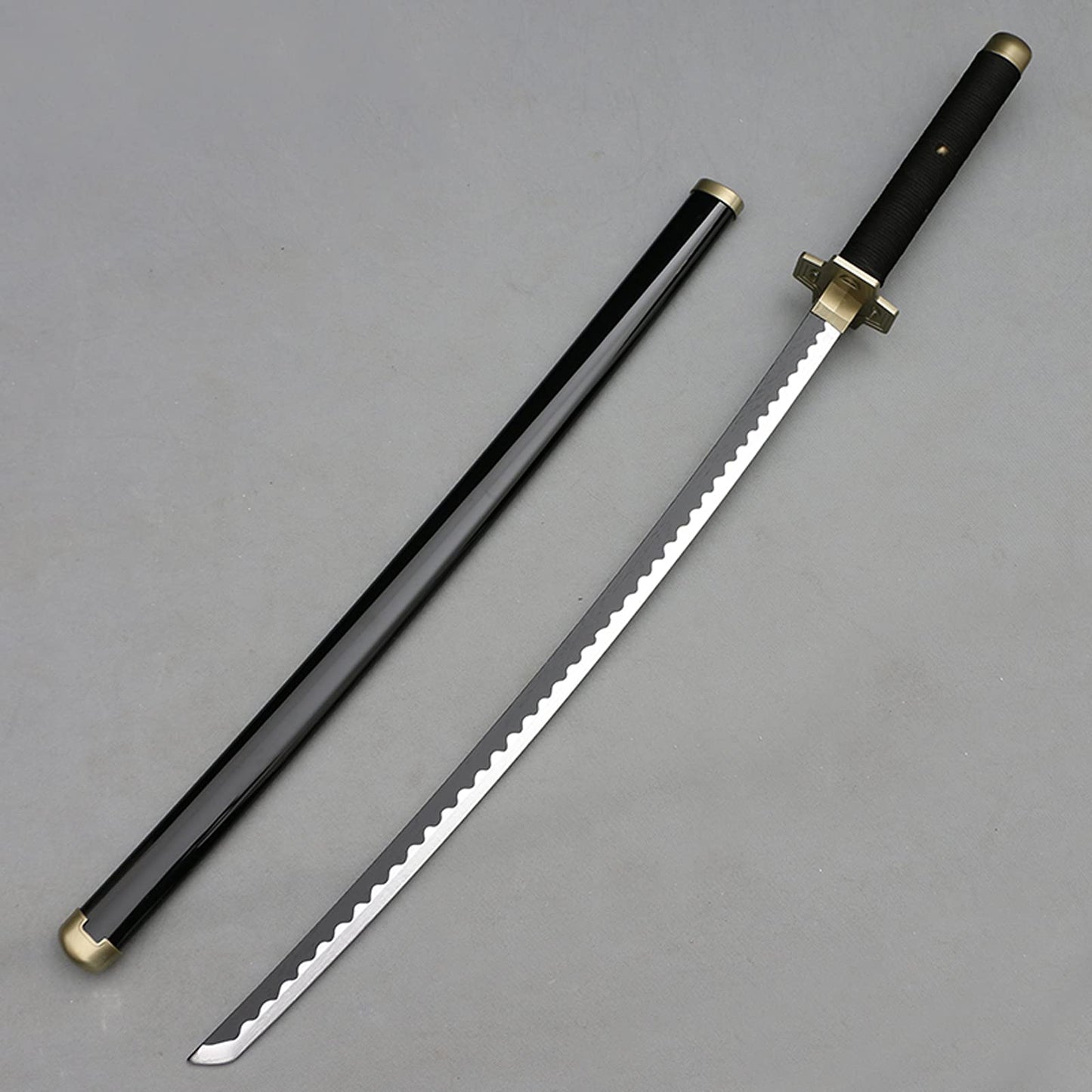 Wooden Cosplay Katana – Full Length 104 cm | Black Qiushui / Hedao Style