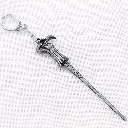 Dark Wizard Wand Metal Keychain – Fantasy Magic Wand Keyring