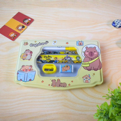 Multi-Compartment Pencil Box for Kids – Cute Cartoon Theme (Unicorn & Capybara Designs)