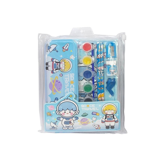 Space Travel Kids Stationery Art Kit – Painting Set with Colors, Brushes & Case