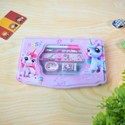 Multi-Compartment Pencil Box for Kids – Cute Cartoon Theme (Unicorn & Capybara Designs)