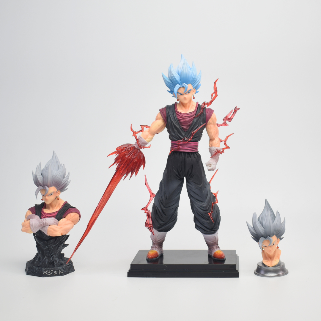 Dragon Ball Super Vegito Blue Figure with Spirit Sword – 3-in-1 Set with Bust and Interchangeable Head