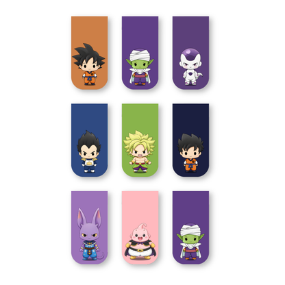 Dragon Ball Z Magnetic Bookmarks – Set of 9 | Chibi Goku, Vegeta, Frieza, Beerus & More