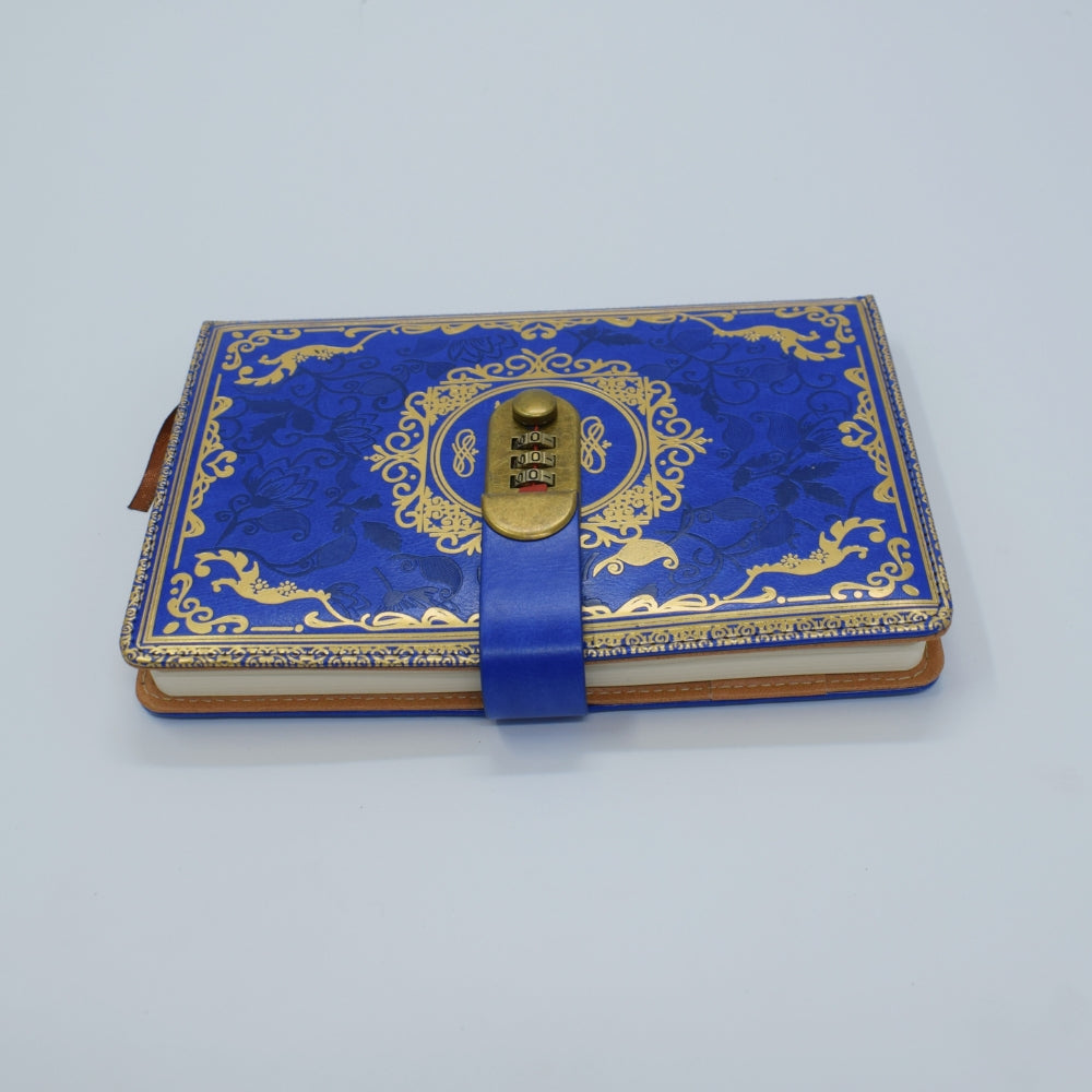 Vintage Lock Diary Notebook – Premium Password Journal with Ornate Cover Blue