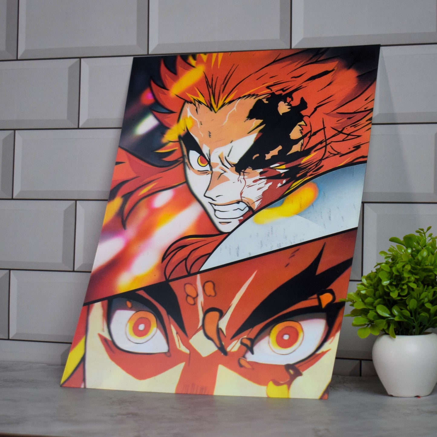 Rengoku vs Akaza Demon Slayer Battle Artwork – 3D Lenticular A3 Poster
