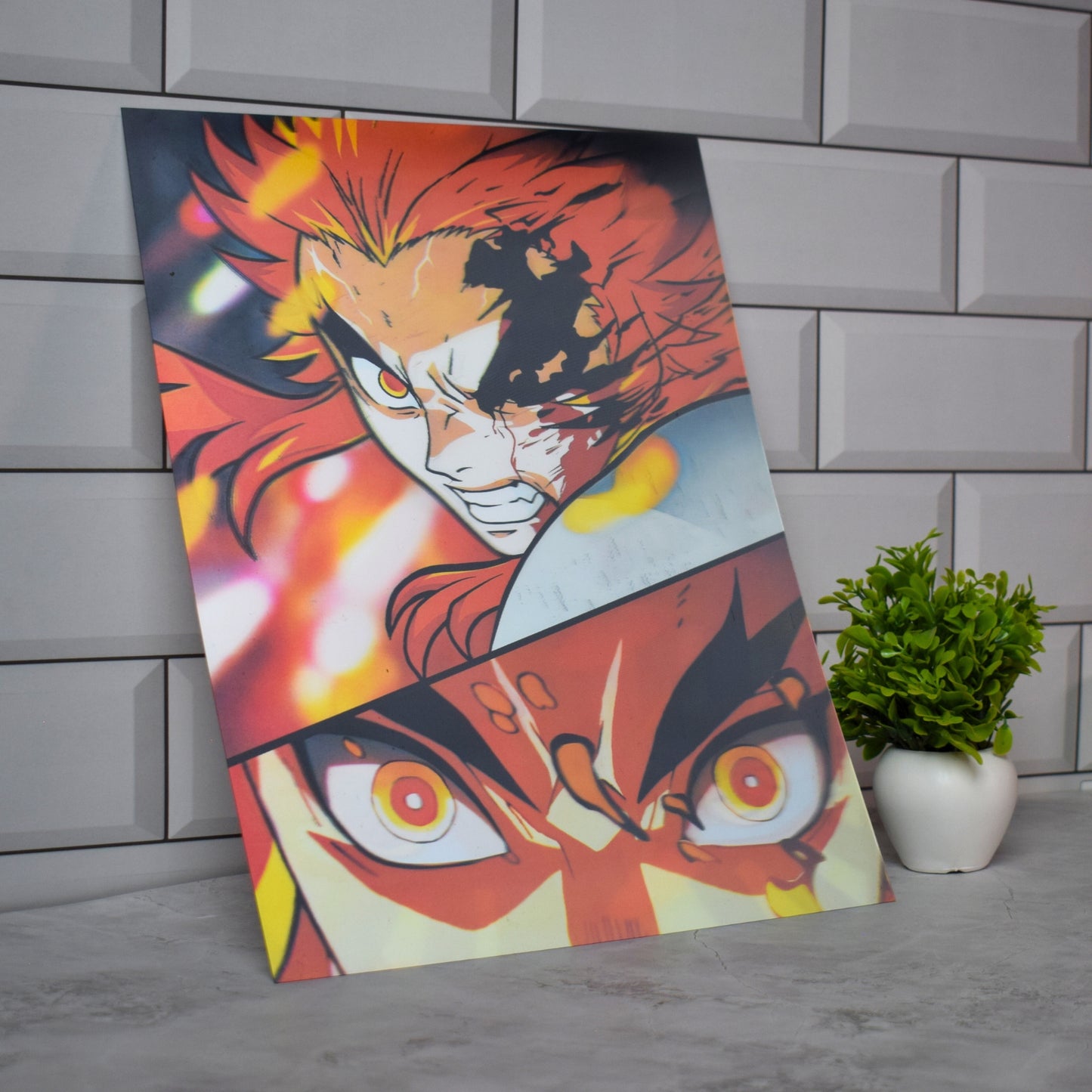 Rengoku vs Akaza Demon Slayer Battle Artwork – 3D Lenticular A3 Poster