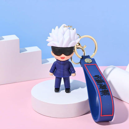 Satoru Gojo Chibi Mini Figure Keychain – Jujutsu Kaisen Anime Rubber Bag Charm