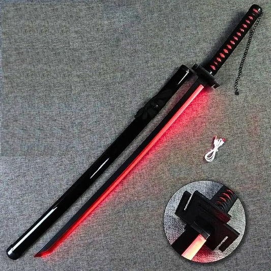 Ichigo Kurosaki Zangetsu Black Katana – 104 cm Neon LED Anime Sword
