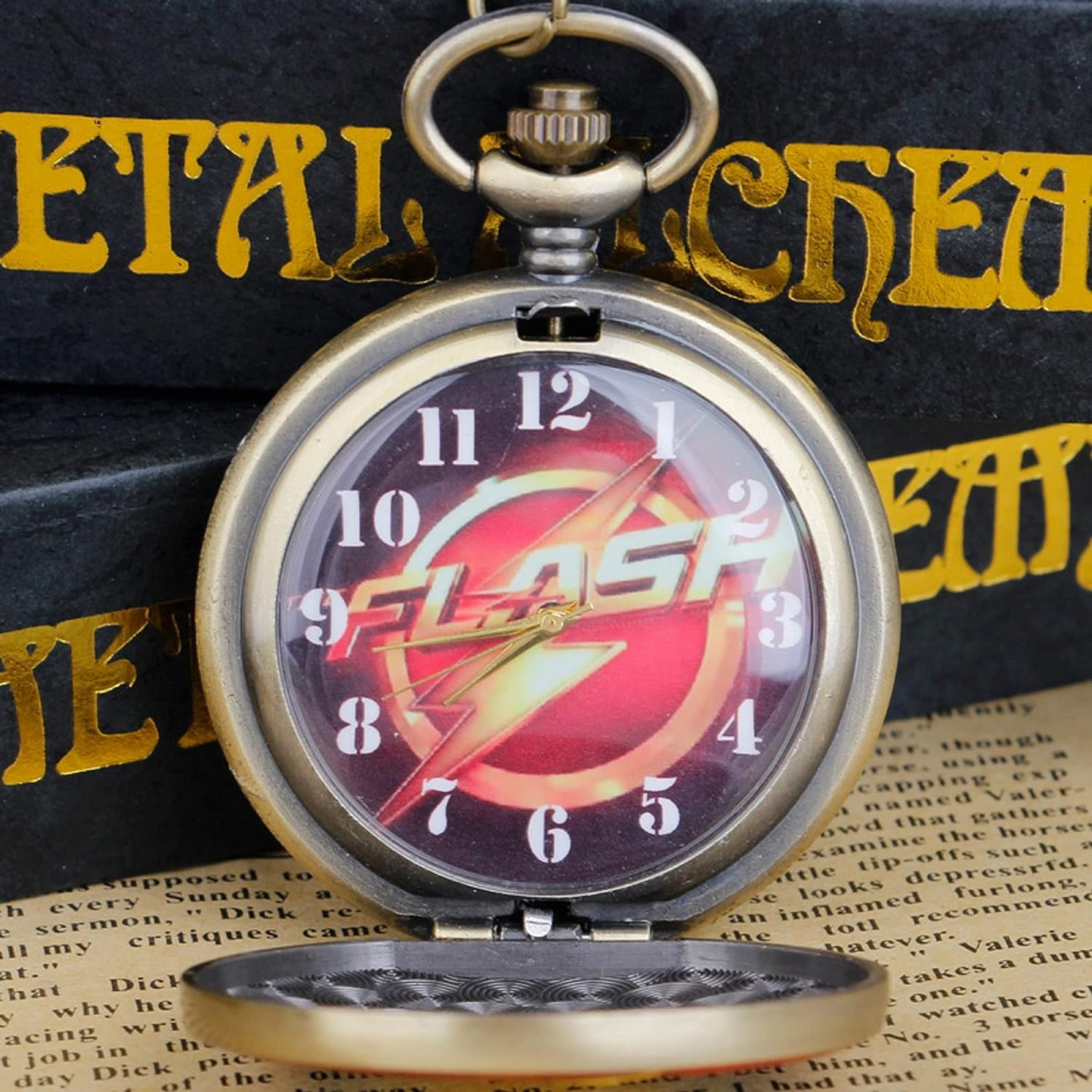Flash Superhero Pocket Watch Metal Keychain
