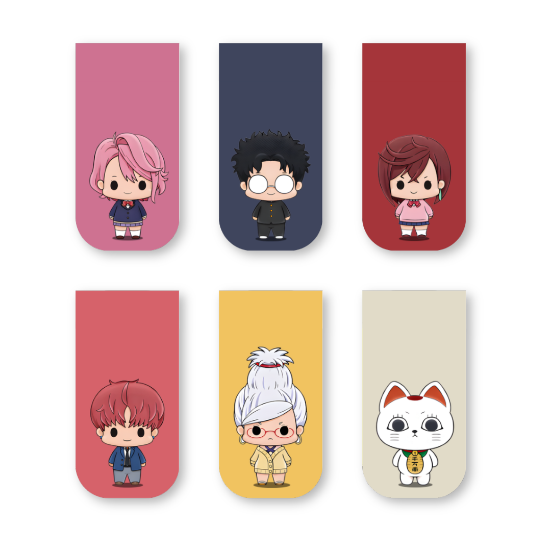 Dandadan Magnetic Bookmarks – Set of 6 | Chibi Momo, Okarun, Turbo Granny & More