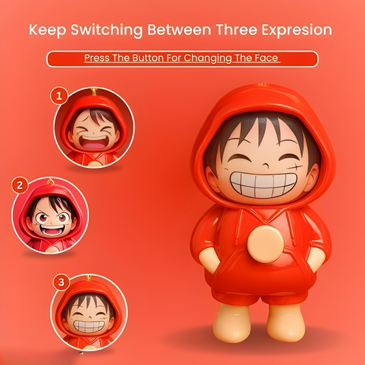 Monkey D. Luffy Face-Change Keychain – 3 Expression Anime Figure
