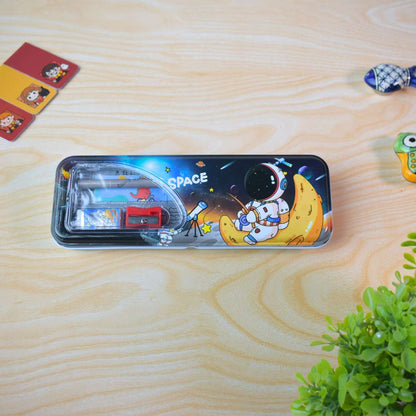 Multi-Compartment Pencil Box for Kids – Astronaut Moon & Cute Dinosaur Car Themes