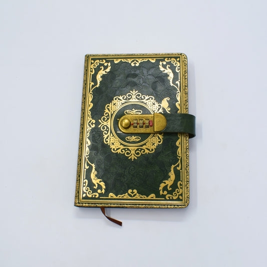 Vintage Lock Diary Notebook – Premium Password Journal with Ornate Cover Black