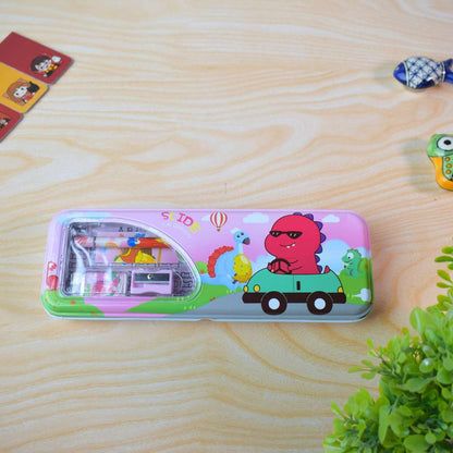 Multi-Compartment Pencil Box for Kids – Astronaut Moon & Cute Dinosaur Car Themes