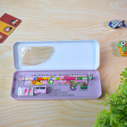 Multi-Compartment Pencil Box for Kids – Astronaut Moon & Cute Dinosaur Car Themes