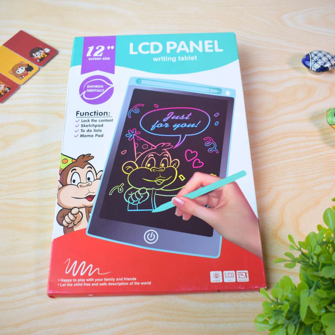 12-Inch LCD Writing Tablet – Colorful Reusable Drawing Pad with Lock Function