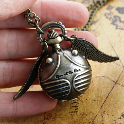 Harry Potter Golden Snitch Chain Pocket Watch Necklace
