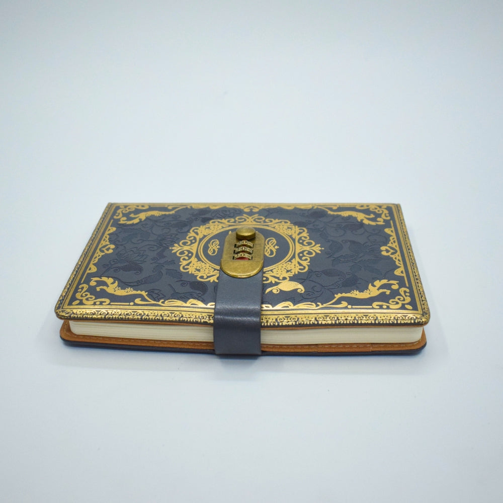 Vintage Lock Diary Notebook – Premium Password Journal with Ornate Cover Black