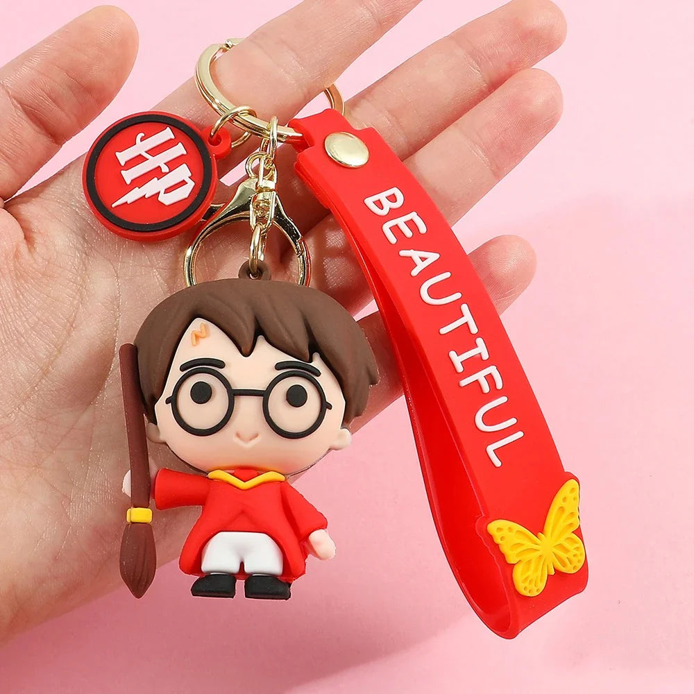 Harry Potter Chibi Mini Figure Keychain – Cute Wizard Anime Rubber Bag Charm