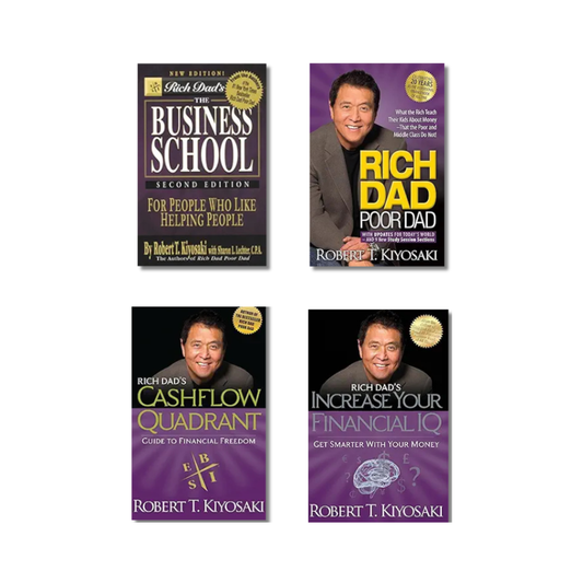 (Combo 4 Book) Rich Dad’s Business School+ Rich Dad Poor Dad+Rich Dad’s Cashflow Quadrant+Rich Dad’s Increase Your Financial IQ