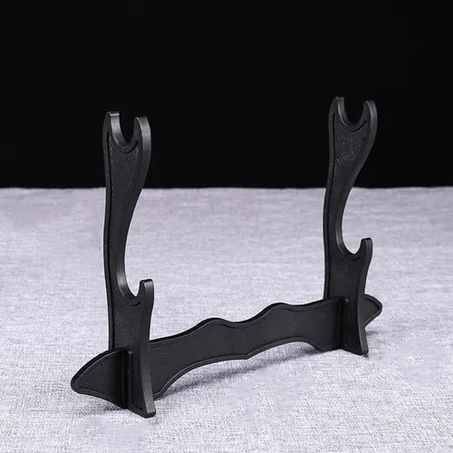 Two-Tier Katana Display Stand – Black Plastic Sword Holder Rack