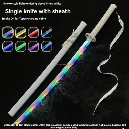 Demon Slayer Inspired Smoke Katana Sword – 104cm RGB LED Glowing Blade V2