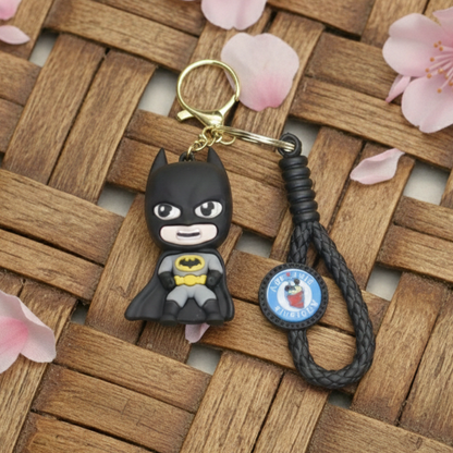 Batman Mini Figure Keychain – Superhero Chibi Keyring Accessory