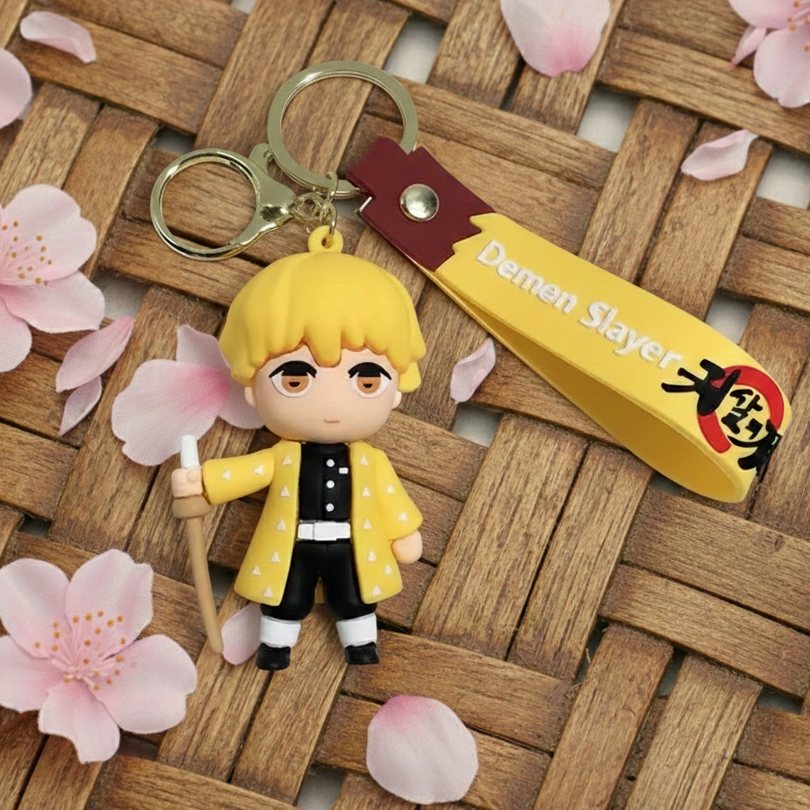 Zenitsu Agatsuma Chibi Keychain – Demon Slayer PVC Keyring Charm
