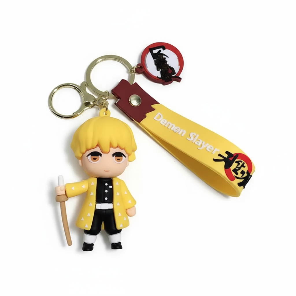 Zenitsu Agatsuma Chibi Keychain – Demon Slayer PVC Keyring Charm