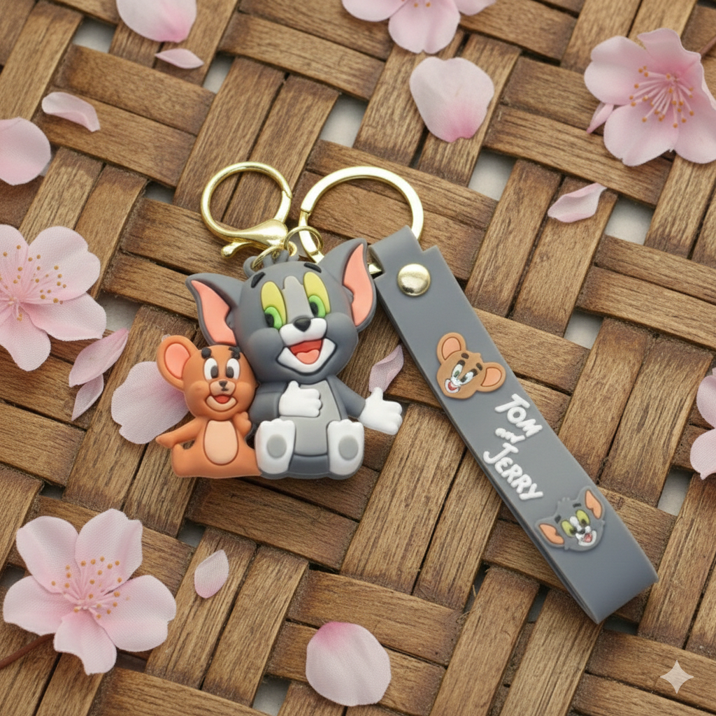 Tom & Jerry Chibi Keychain – Cartoon PVC Keyring Charm