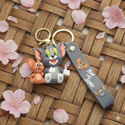 Tom & Jerry Chibi Keychain – Cartoon PVC Keyring Charm
