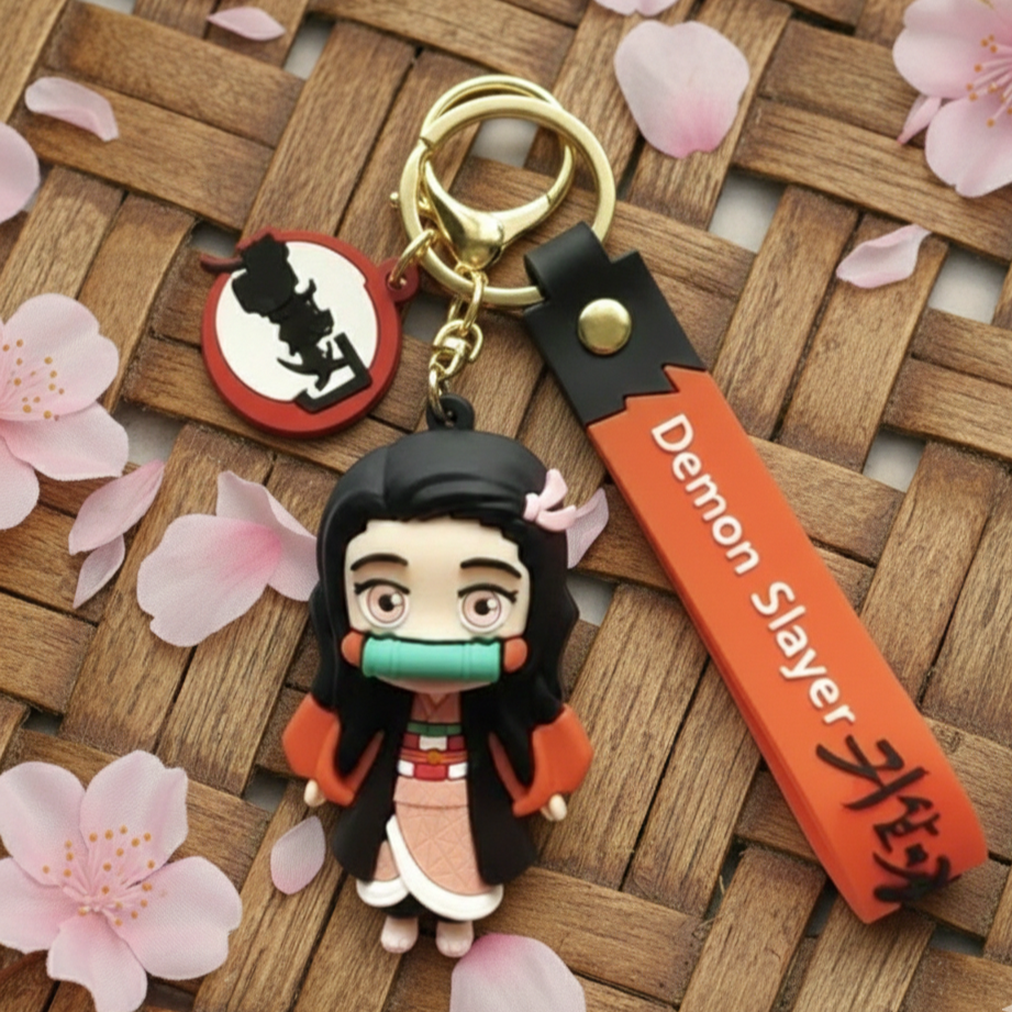 Nezuko Kamado Chibi Keychain – Demon Slayer PVC Keyring Charm