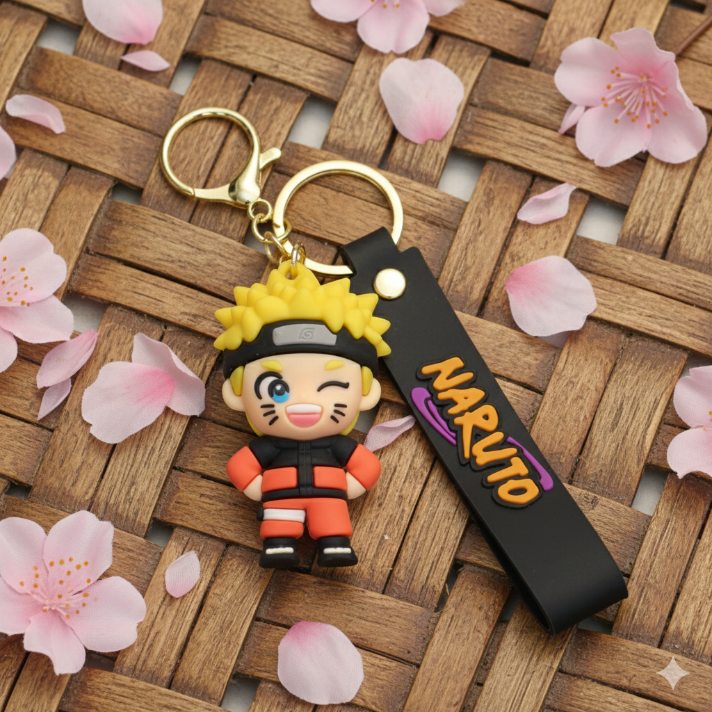 Naruto Uzumaki Chibi Ninja Keychain – Anime Rubber Charm with Strap
