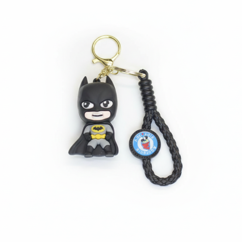 Batman Mini Figure Keychain – Superhero Chibi Keyring Accessory