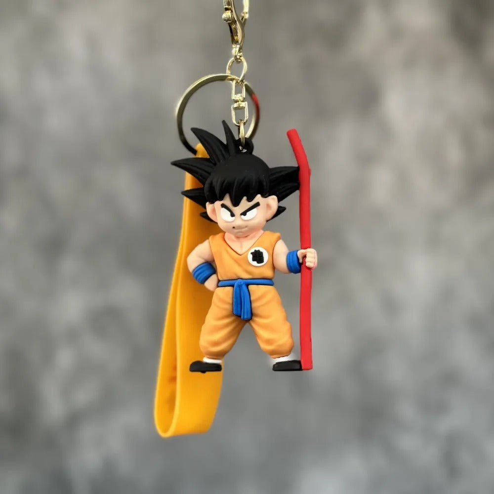 Kid Goku Power Pole Chibi Keychain – Dragon Ball Anime Rubber Bag Charm