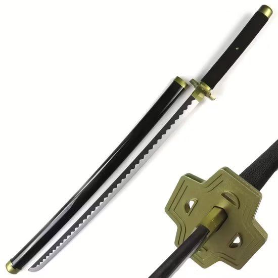 Wooden Cosplay Katana – Full Length 104 cm | Black Qiushui / Hedao Style