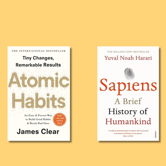 Atomic Habits and Sapiens - 2 paperback books