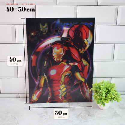 Avengers Iron Man, Captain America & Spider-Man 3D Lenticular A3 Poster – size guide 40 x 30 cm