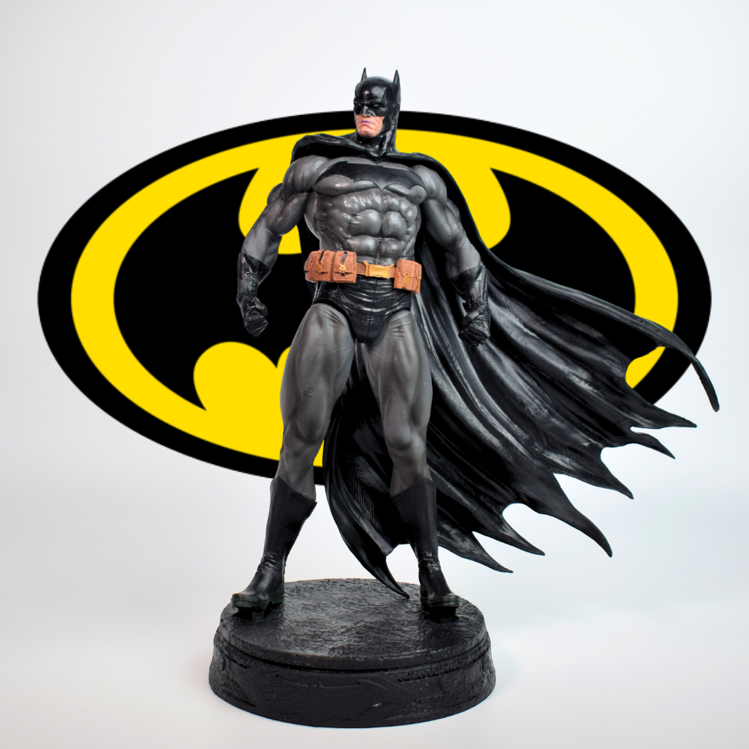 Batman ultimate 38cm Action Figure - full figure on round black base with yellow bat emblem behind