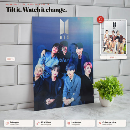 BTS Group 3D Lenticular A3 Poster – tilt to see both designs
