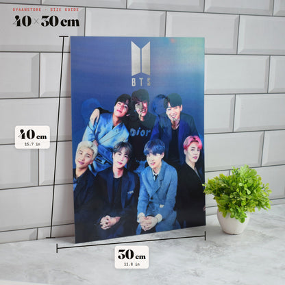 BTS Group 3D Lenticular A3 Poster – size guide 40 x 30 cm