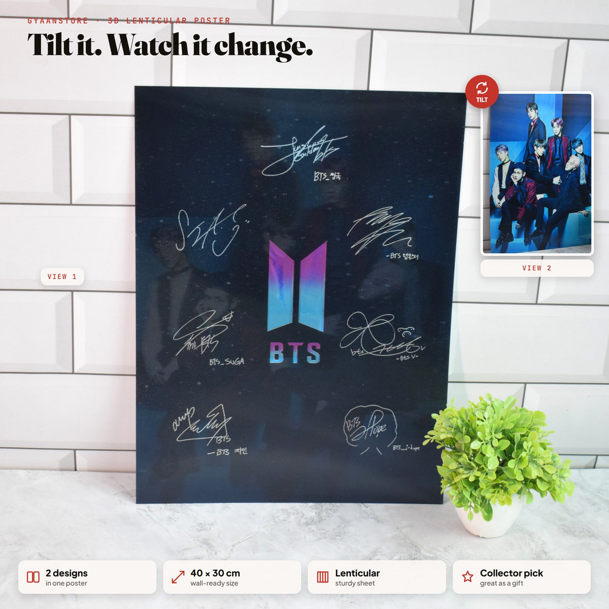 BTS Signature 3D Lenticular A3 Poster – tilt to see both designs