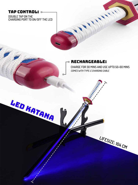Giyu Tomioka Nichirin Sword – 104 cm LED Katana | Demon Slayer Cosplay