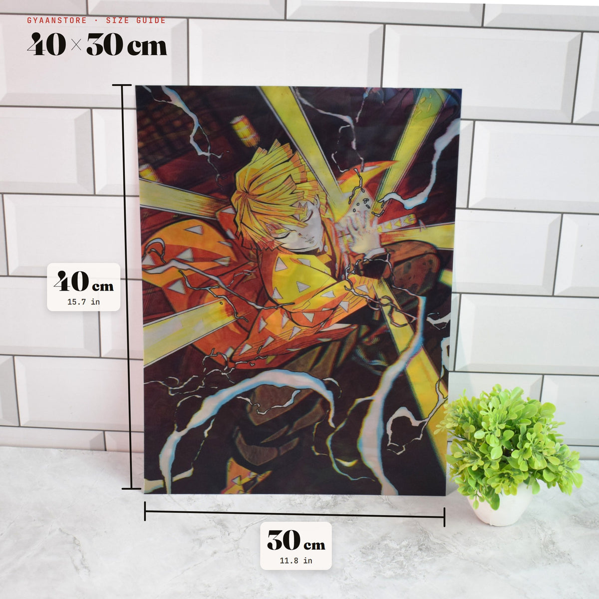 Demon Slayer Zenitsu, Nezuko & Tanjiro Battle 3D Lenticular A3 Poster – size guide 40 x 30 cm