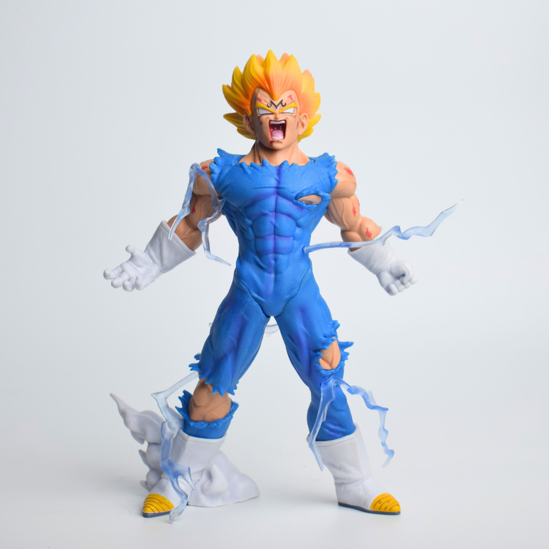 Demonize Vegeta IV Action Figure - full figure front view in torn blue suit with white gloves, boots and lightning effects