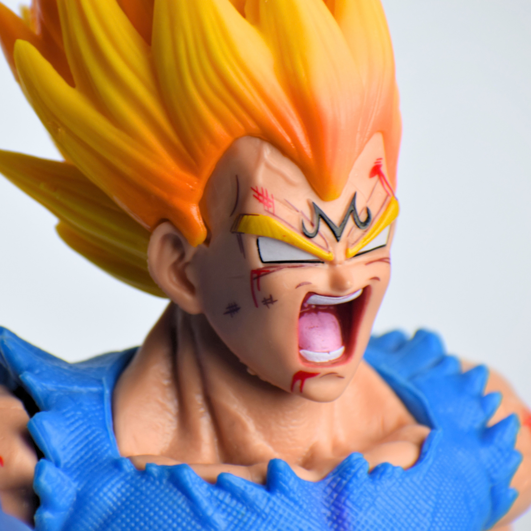Demonize Vegeta IV Action Figure - face close-up with M mark on the forehead