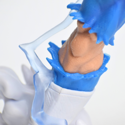 Demonize Vegeta IV Action Figure - close-up of torn blue suit above white boot with lightning effect