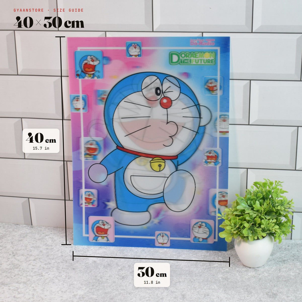 Doraemon Smile 3D Lenticular A3 Poster – size guide 40 x 30 cm