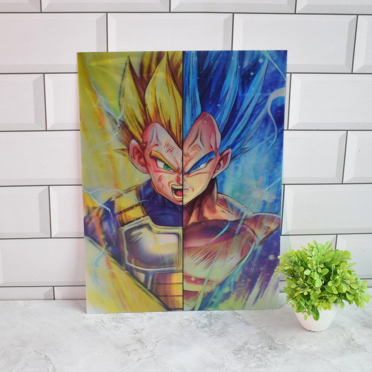 Dragon Ball Vegeta, Goku & Broly Split Face 3D Lenticular A3 Poster – Vegeta