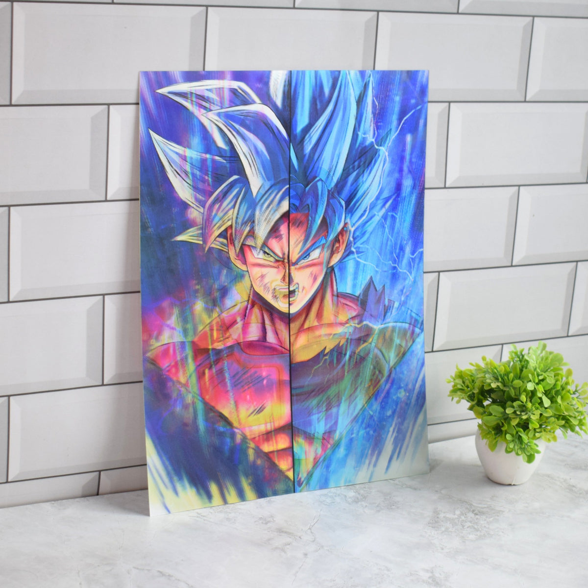 Dragon Ball Vegeta, Goku & Broly Split Face 3D Lenticular A3 Poster – Goku